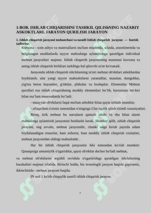 Tashkilot ishlab chiqarish jarayonlar korxonalar (yoq (OOO Grand-Stroy misoli) 6