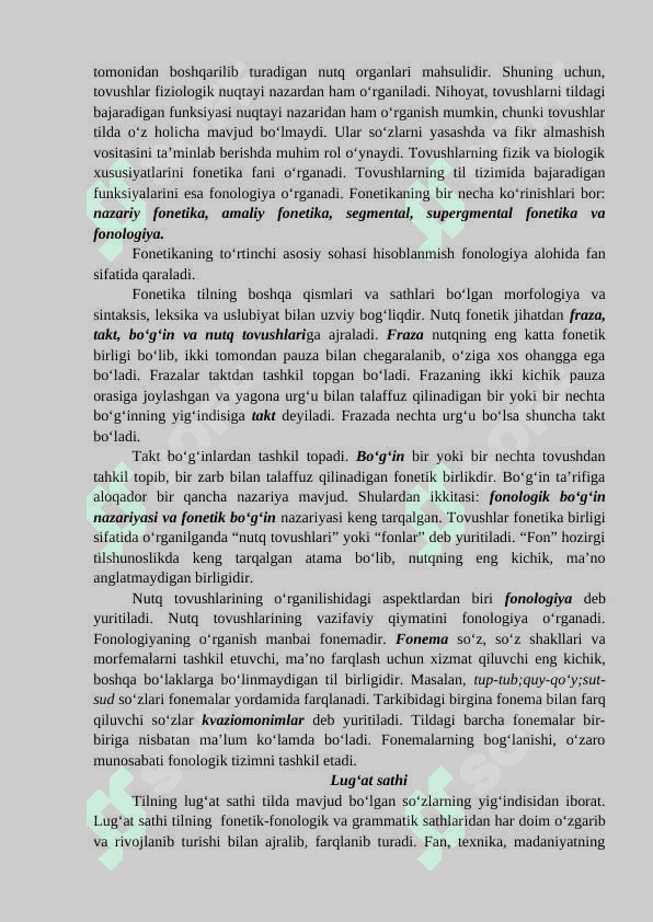 TILNING FONETIK-FONOLOGIK, LUG‘AT SATHI 2
