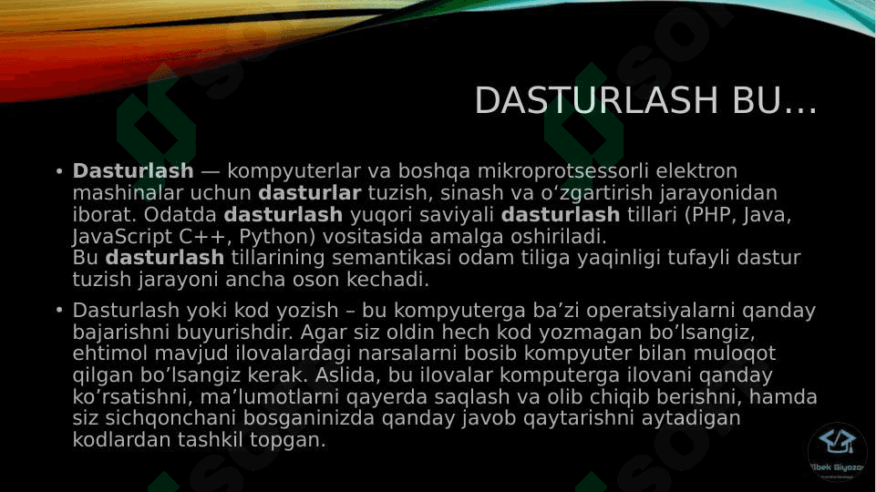 Dasturlash 2
