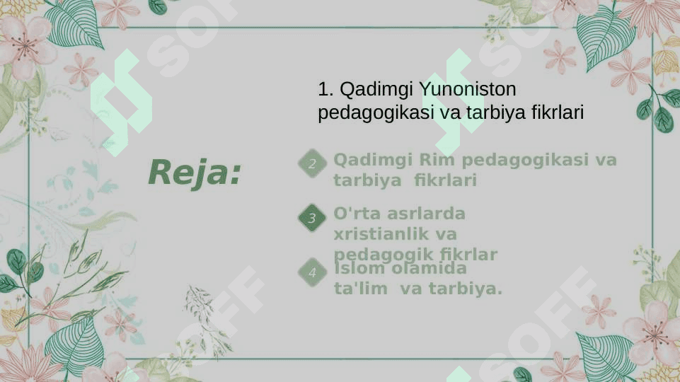 Antik davrdan 7-asrgacha bo'lgan davrda tarbiya va pedagogik fikrlar 2