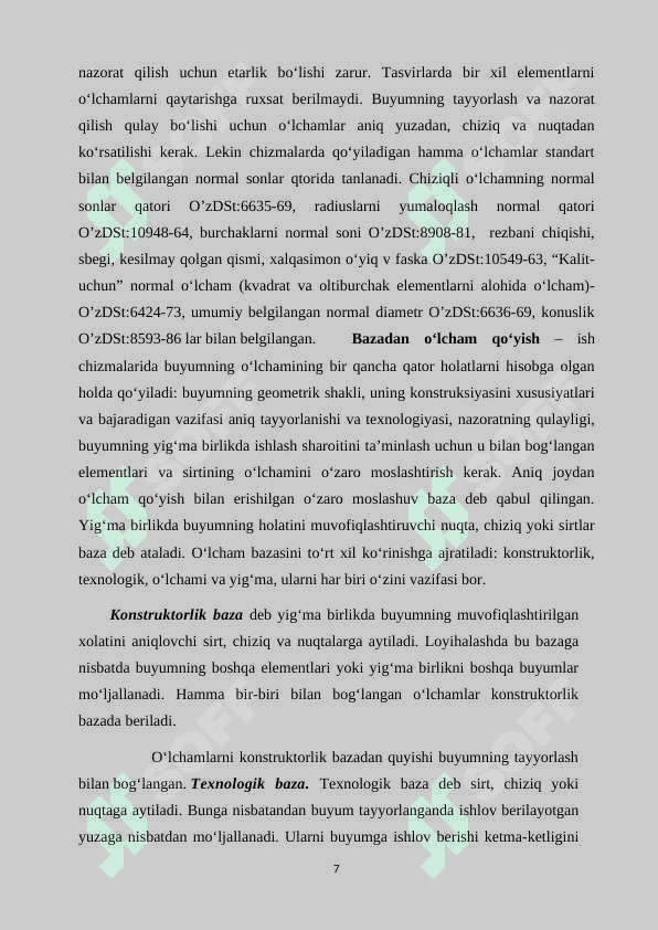 Buyumlar ularning turlari va ularga o’lcham qo’yish qoidalari to’g’risida ma’lumot 7