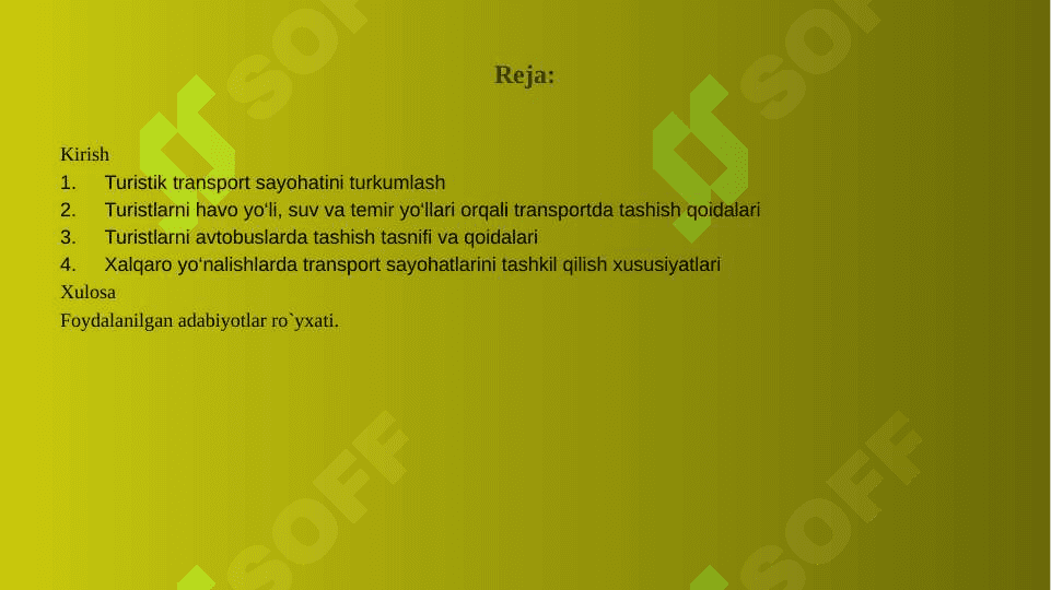 TURISTLARGA TRANSPORT XIZMAT KO‘RSATISH 2