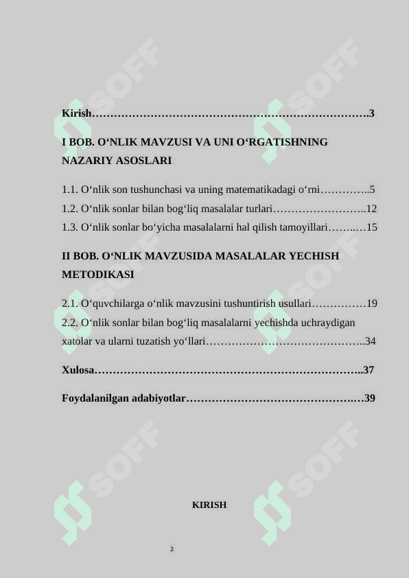 O‘nlik mavzusida masalalar ustida ishlash metodikasi kurs ishi 2