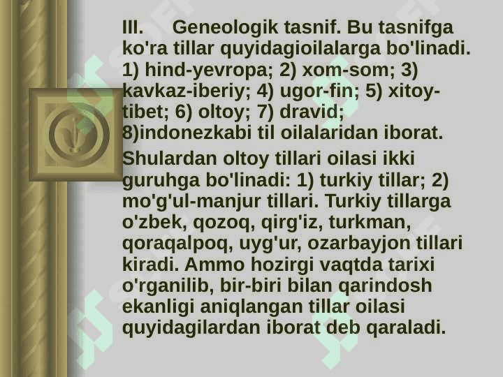 Dunyo tillarining tasnifi 6