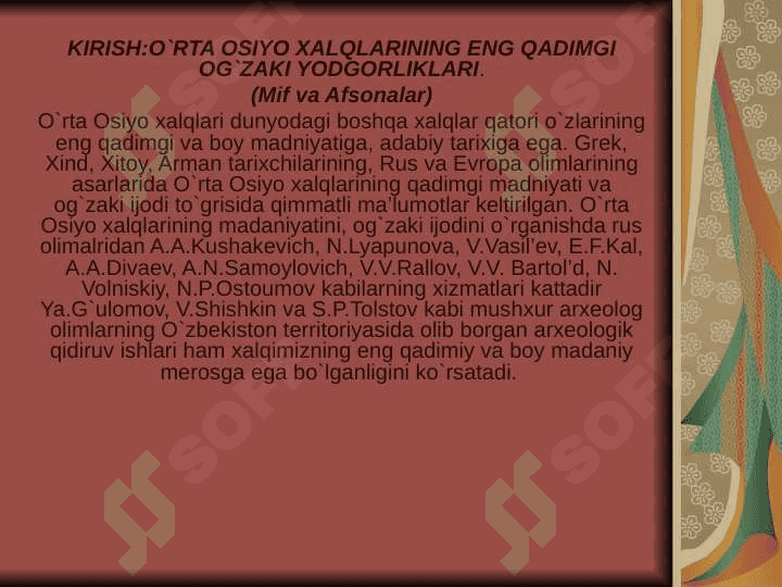 ENG QADIMGI MADANIYAT, ENG QADIMGI XALQ OG’ZAKI IJODI 2