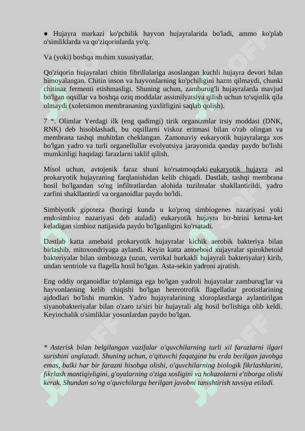 Hayvon va oʻsimlik hujayra boʻlinishining farqlari 5