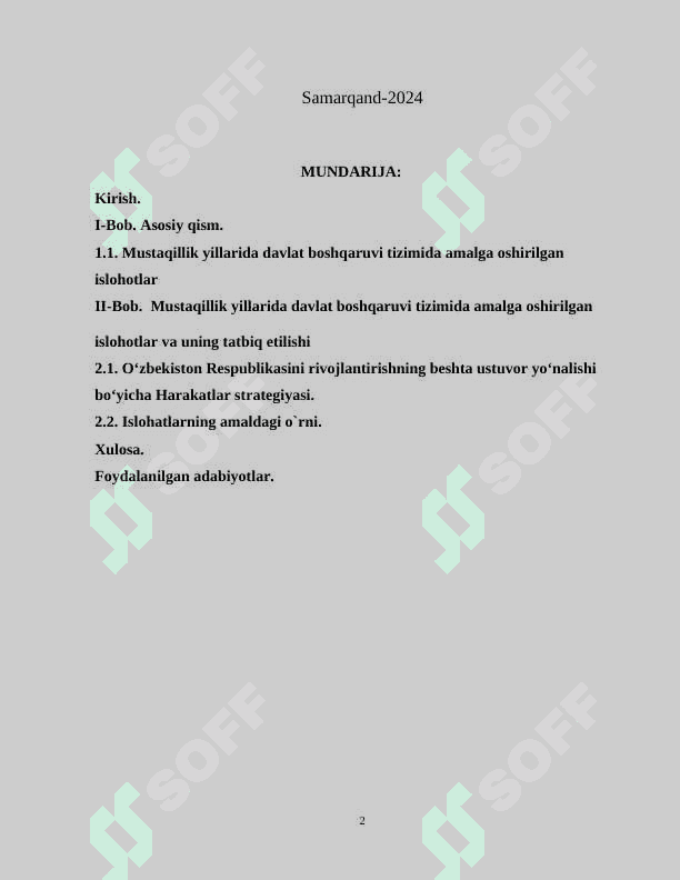 Mustaqillik yillarida davlat boshqaruvi tizimida amalga oshirilgan islohatlar 2