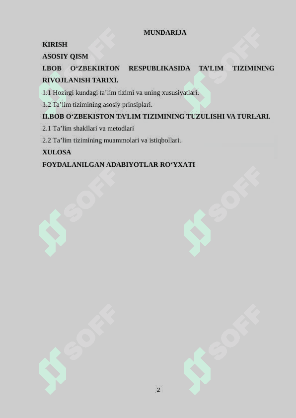 O’ZBEKISTON RESPUBLIKASIDA TA’LIM TIZIMI, TURLARI VA SHAKLLARI 2