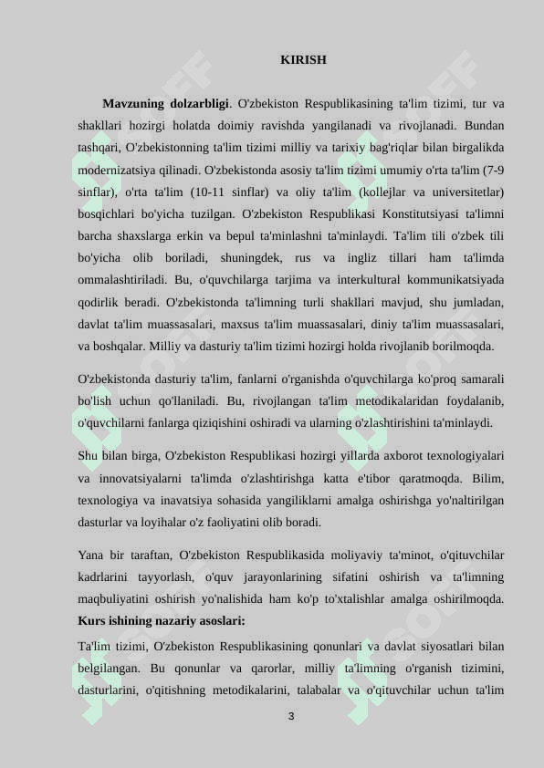 O’ZBEKISTON RESPUBLIKASIDA TA’LIM TIZIMI, TURLARI VA SHAKLLARI 3