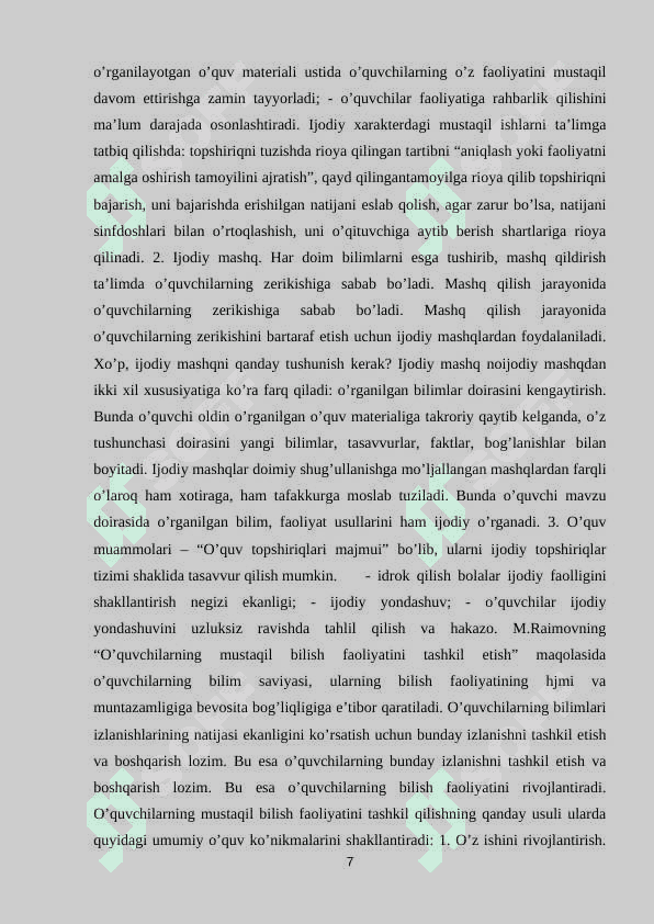 O’ZBEKISTON RESPUBLIKASIDA TA’LIM TIZIMI, TURLARI VA SHAKLLARI 7