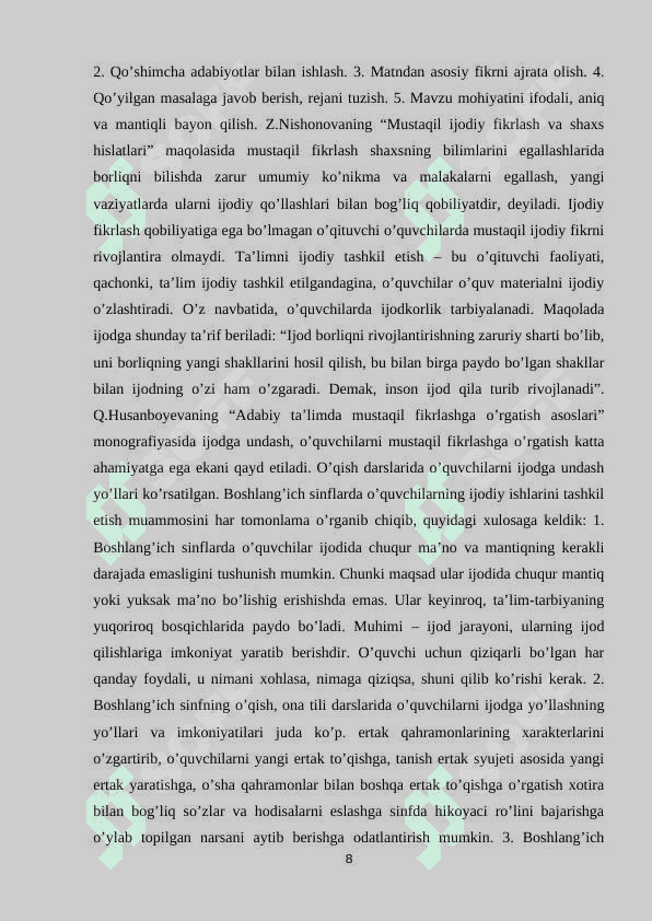 O’ZBEKISTON RESPUBLIKASIDA TA’LIM TIZIMI, TURLARI VA SHAKLLARI 8