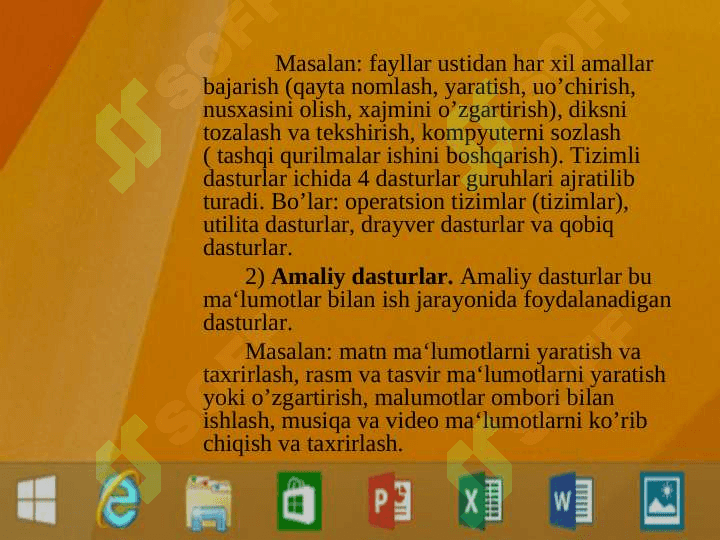 Kompyuterning dasturiy ta‘minoti va operatsion tizimlar 6