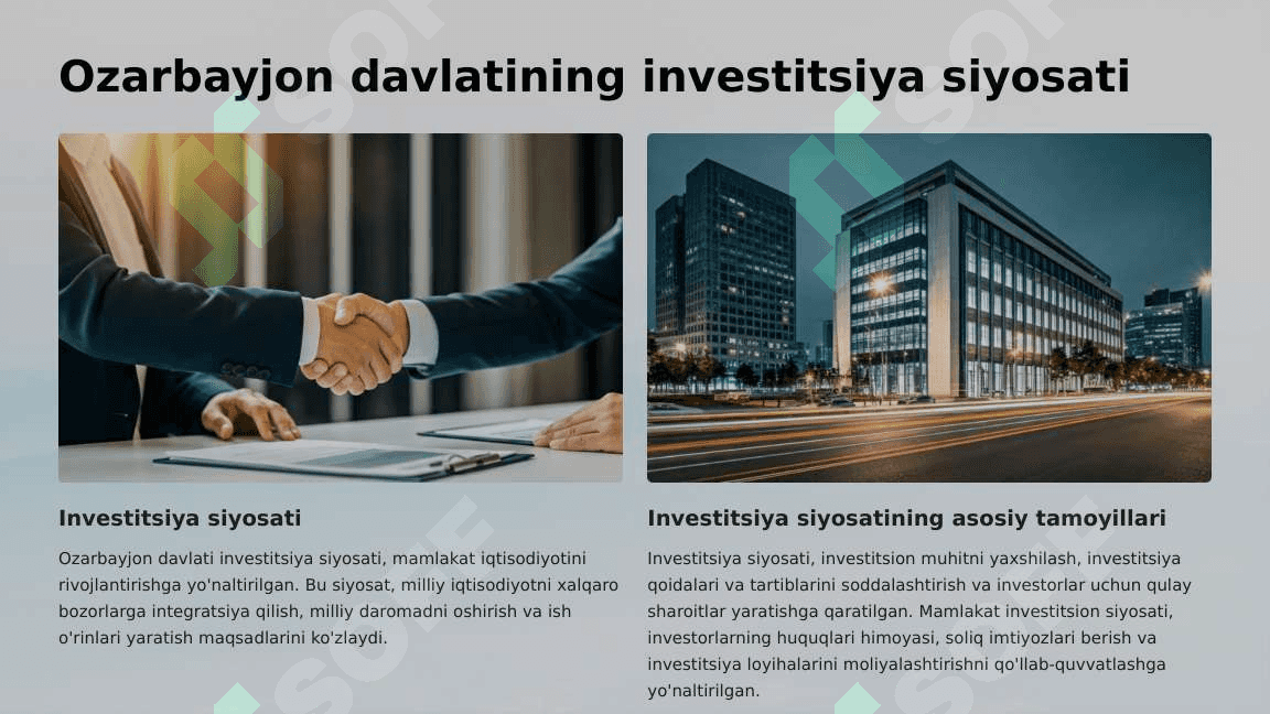 Ozarbayjon davlatining investatsiya tahlili 2