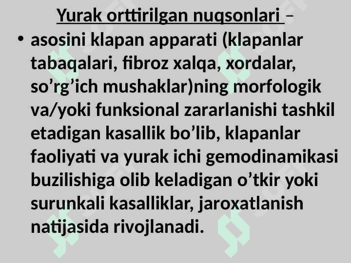 YURAK ORTTIRILGAN NUQSONLARI 2