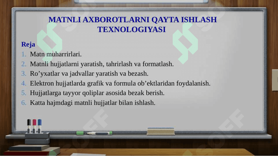 MATNLI AXBOROTLARNI QAYTA ISHLASH TEXNOLOGIYASI 2