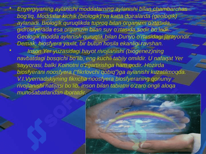 BIOSFERA, GLOBAL EKO TIZIM 8