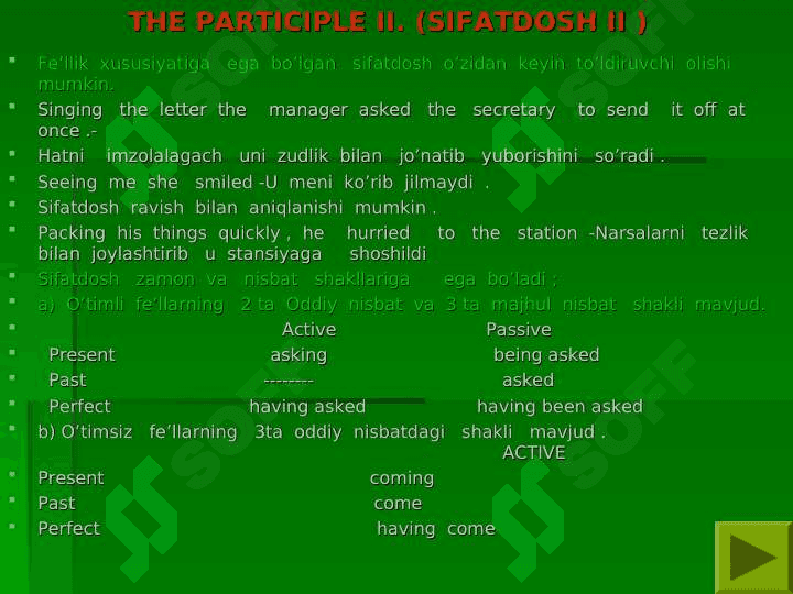 PARTICIPLE II 7