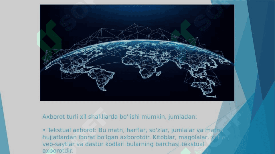 AXBOROT, UNING TURLARI, XUSUSIYATLARI VA O`LCHOV BIRLIKLARI 3