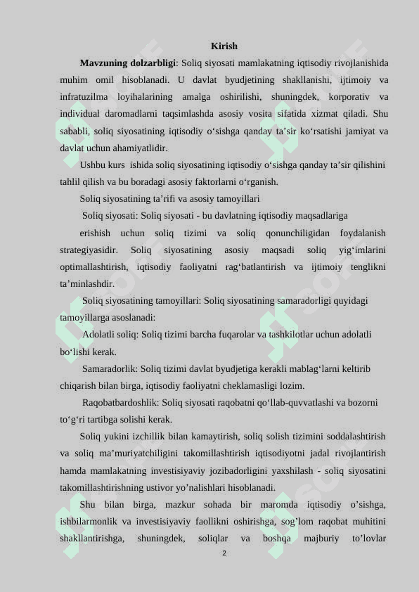 SOLIQ VA UNING IQTISODIY O'SISHGA TA'SIRI 2