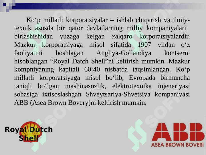Glabalashuv sharoitida transmilliy korporatsiyalar 7