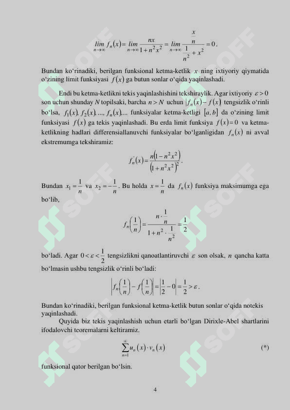 Funksiоnal ketma-ketlik va qatоr tekis yaqinlashish alomatlari 4