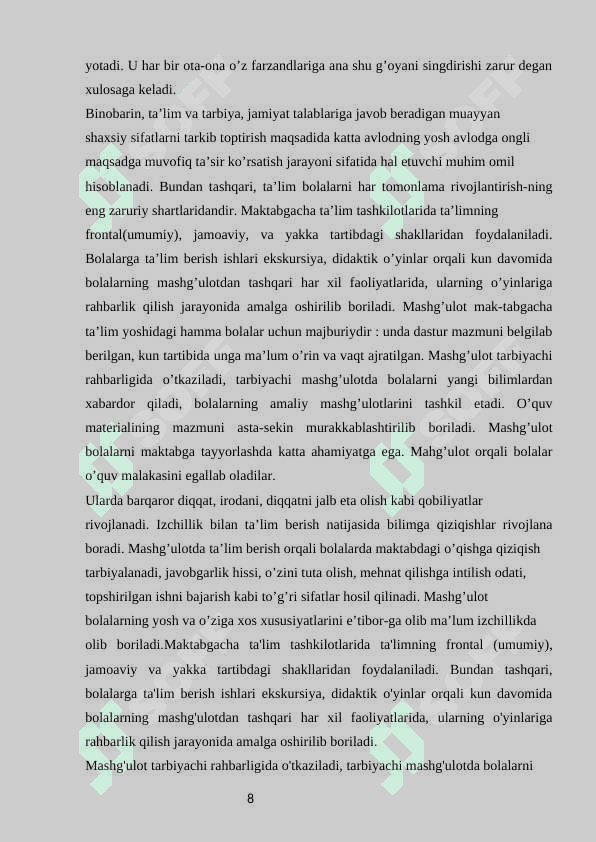 Mashg’ulotlarda bolalarga ta’lim berish 8