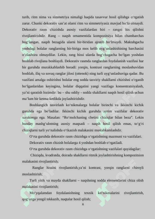 Tаyyorlоv guruhdа dеkоrаtiv rаsm chizishgа o‘rgаtishning mаzmuni vа vаzifаlаri 6