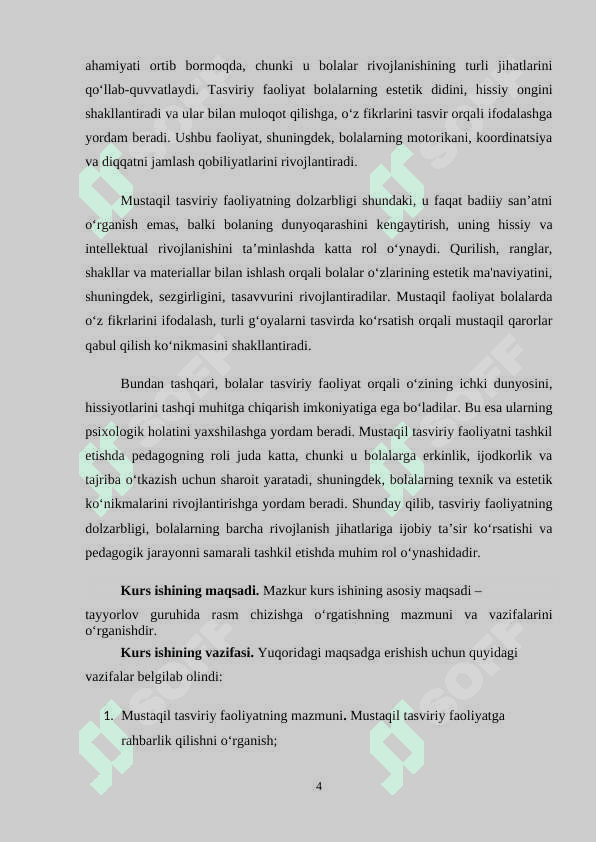 TАYYORLОV GURUHIDА RАSM CHIZISHGА O‘RGАTISHNING MАZMUNI VА VАZIFАLАRI 4
