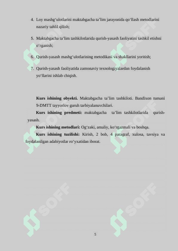 MAKTABGACHA  TA’LIM TASHKILOTLARIDA  QURISH-YASASH 5