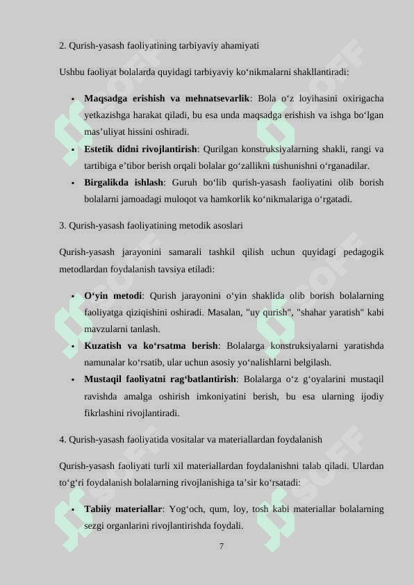 MAKTABGACHA  TA’LIM TASHKILOTLARIDA  QURISH-YASASH 7