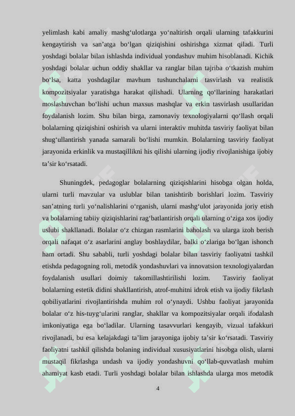 TURLI YOSHDAGI BOLALAR GURUHIDA TASVIRIY FAOLIYATNI TASHKIL QILISH 4