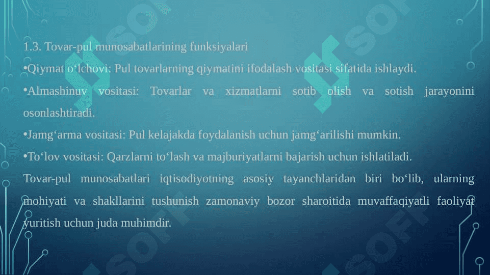 Tovar-pul munosabatlari. 8