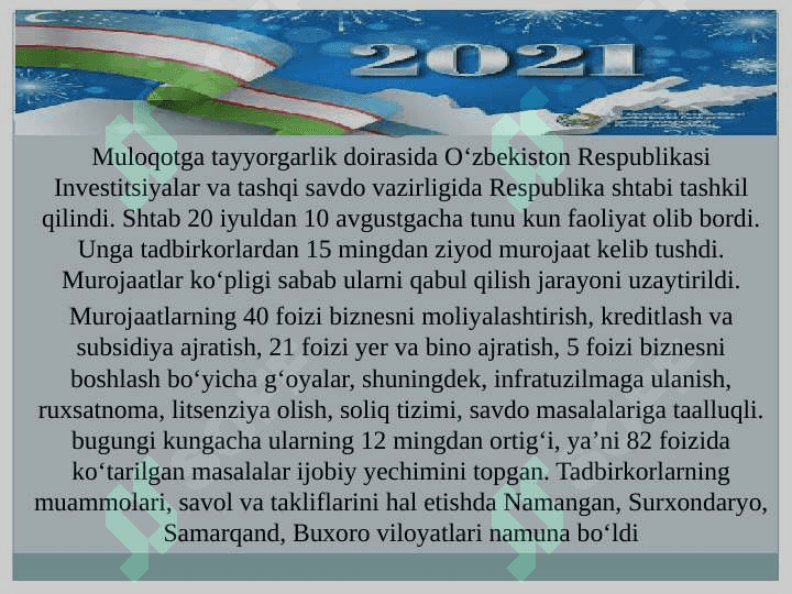 TADBIRKORLAR - YANGI O`ZBEKISTON BUNYODKORLARI. YANGI O`ZBEKISTONNING KELAJAK YOSHLARI 5