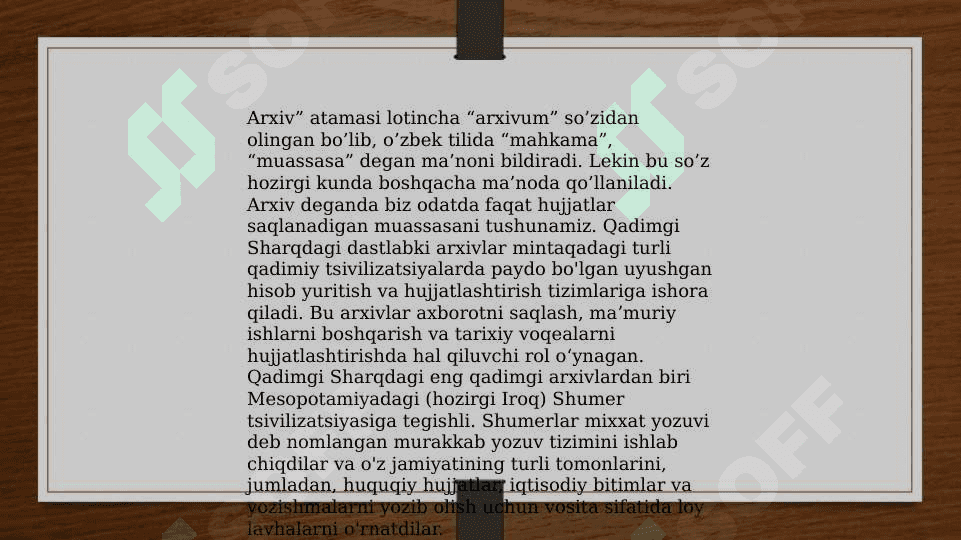 Qadimgi sharq davlatlari arxivlari 2