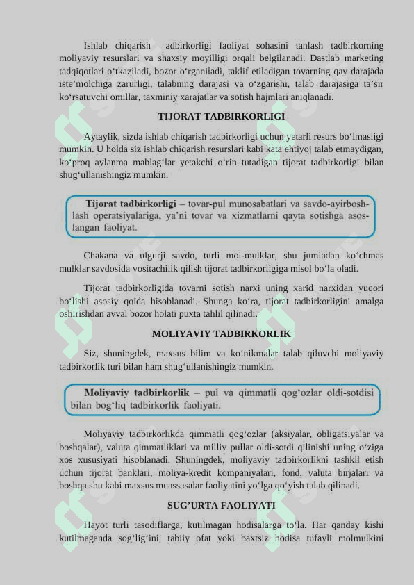 Tadbirkorlik faoliyati turlari va shakllari 2