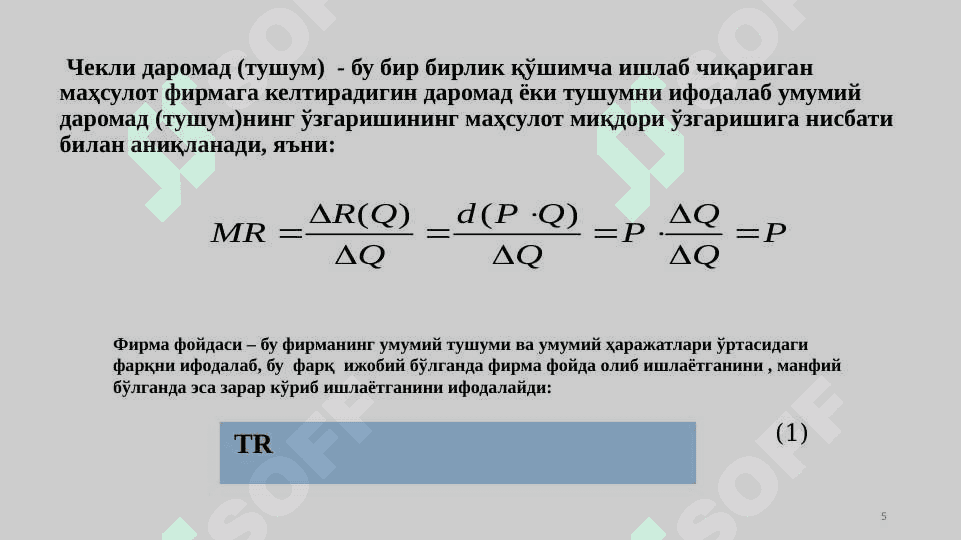 Қисқа ва узоқ муддатли оралиқда рақобатлашган бозорда фирма фаолияти 5