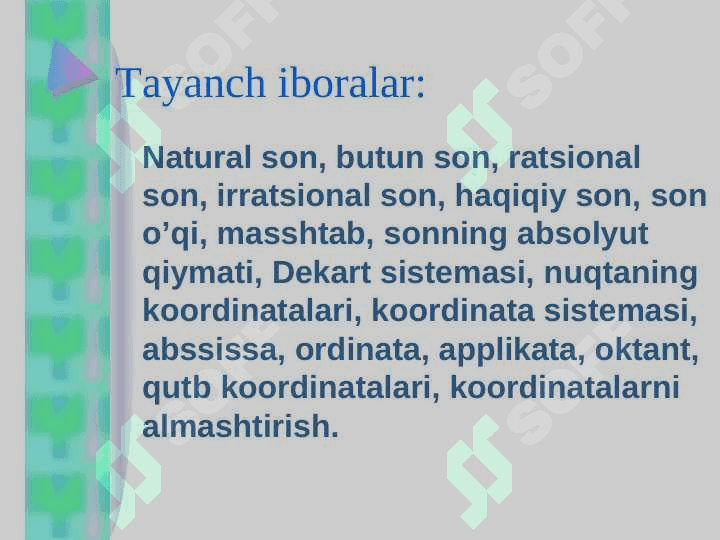 Haqiqiy sonlar. Koordinatalar usuli 2