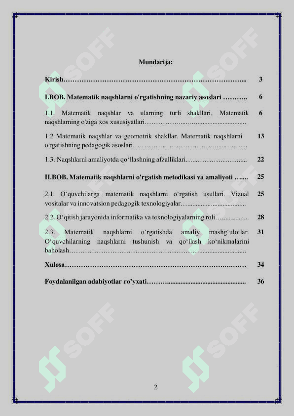 Matematik naqshlarni o'rgatish metodikasi 2