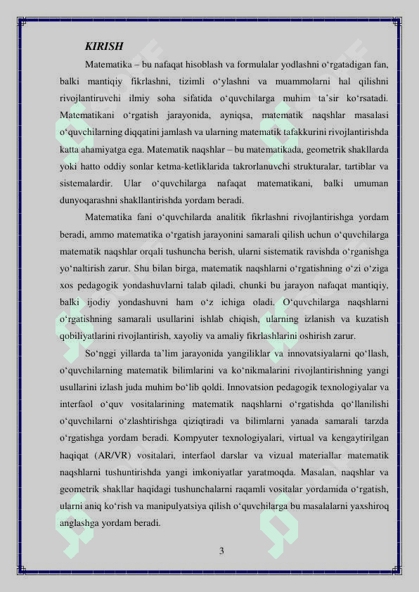 Matematik naqshlarni o'rgatish metodikasi 3