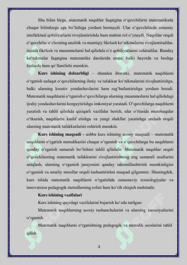 Matematik naqshlarni o'rgatish metodikasi 4