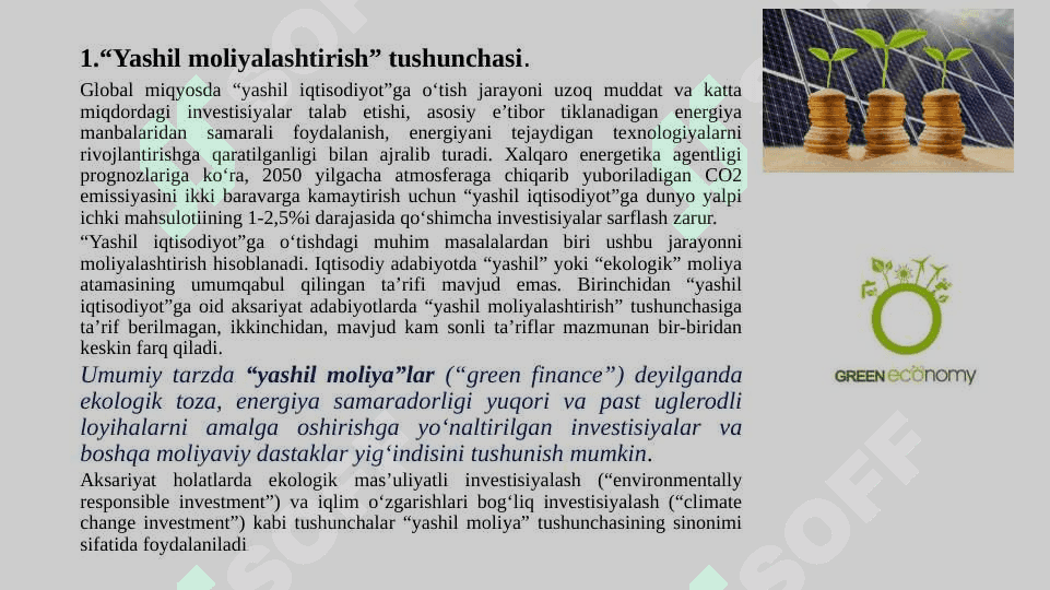 “YASHIL IQTISODIYOT”GA O‘TISH ' JARAYONINI MOLIYALASHTIRISH 3