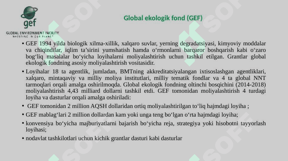 “YASHIL IQTISODIYOT”GA O‘TISH ' JARAYONINI MOLIYALASHTIRISH 8