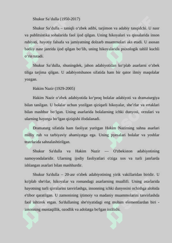 SHUKUR SA'DULLA VA HAKIM NAZIR IJODIY FAOLIYATI 2