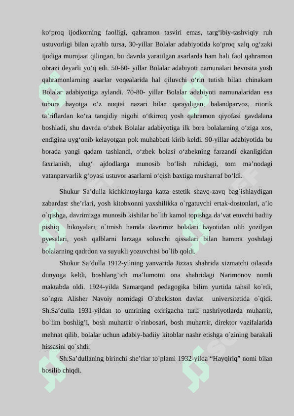 SHUKUR SA'DULLA VA HAKIM NAZIR IJODIY FAOLIYATI 8