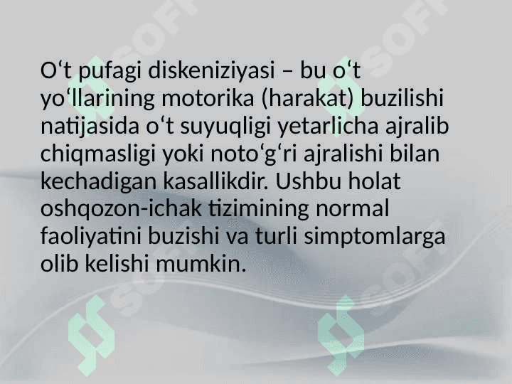 O‘t pufagi diskineziyasi 2