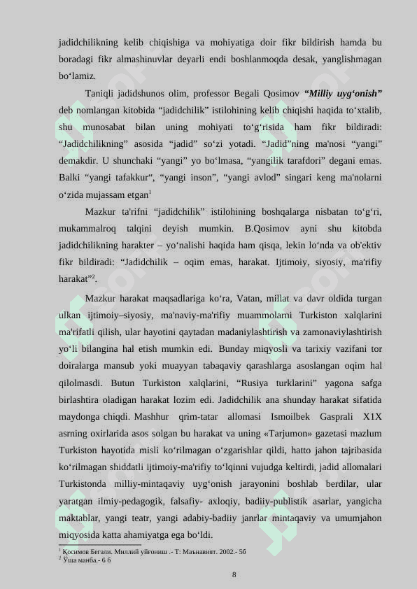 JADIDCHILIK HARAKATINING VUJUDGA KELISHIDAGI TARIXIY SHART-SHAROITLAR 8