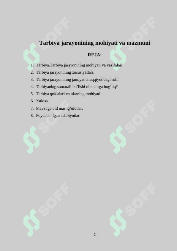 Tarbiya jarayonining mohiyati va mazmuni 2