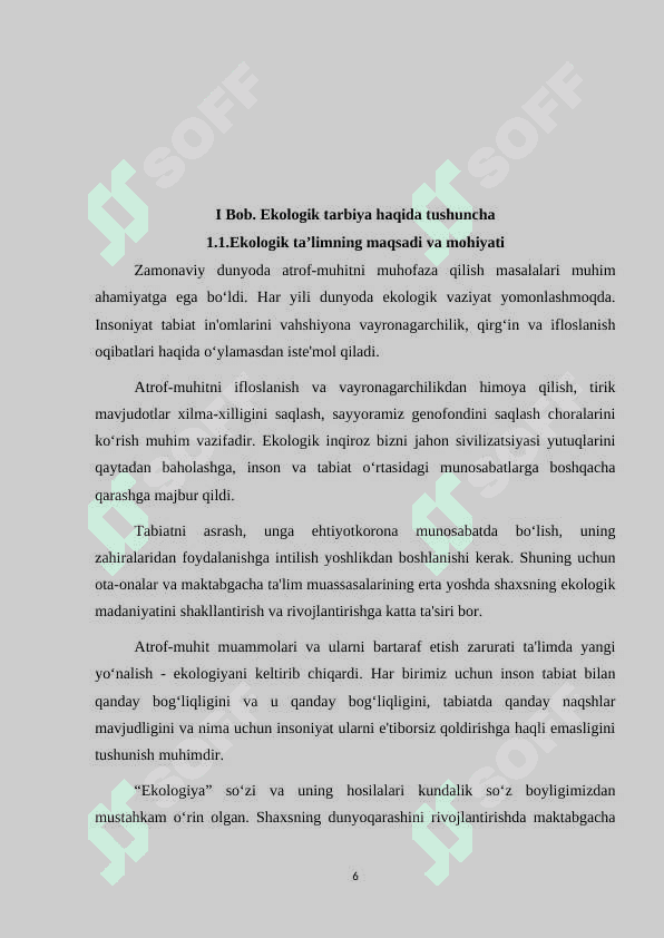 Maktabgacha yoshdagi bolalarga ekologik tarbiya berish ( Kurs ishi ) 6
