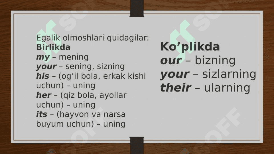 Possessives Egalik olmoshlari 3