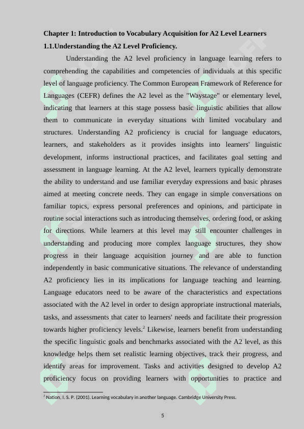 Using activities in acquire vocabulary for A2 level learners. 5